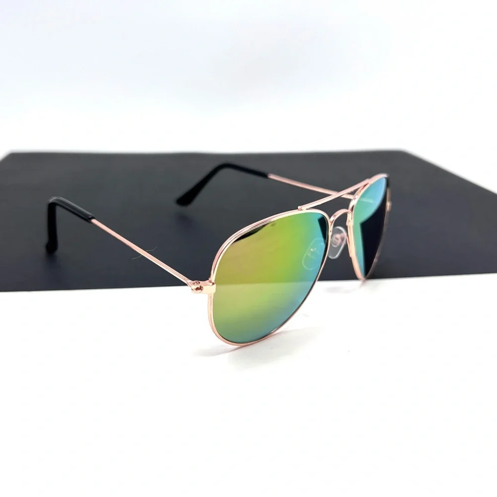 Girls Rose Gold Aviator Sunglasses mirrored lenses